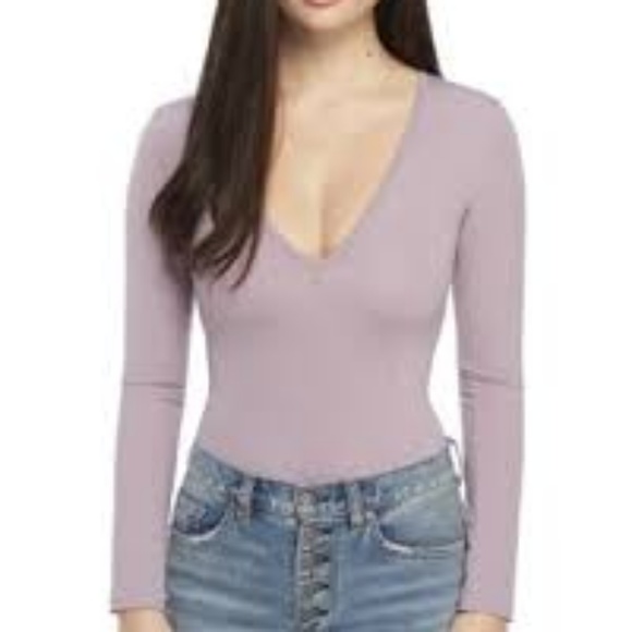 Free People SUPER SOFT DEEP V BODYSUIT Sz M - Picture 1 of 10